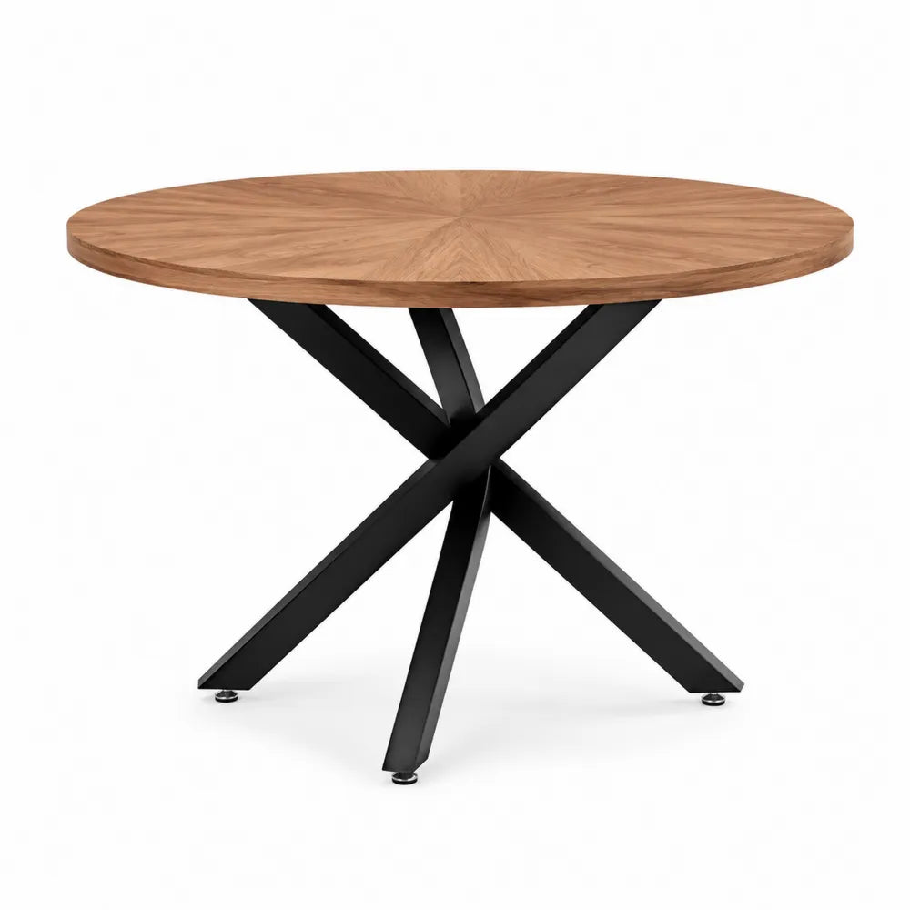 Mesa redonda de madera de roble y acero, 120 cm