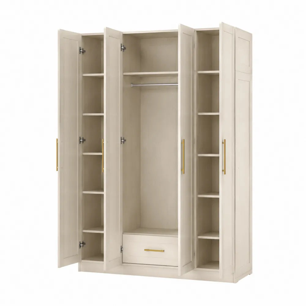 Armario de MDF con 3 puertas y estantes, 200 cm alto x 150 cm ancho x 60 cm profundidad