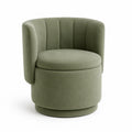 Silla giratoria de tela verde oliva con respaldo semicircular