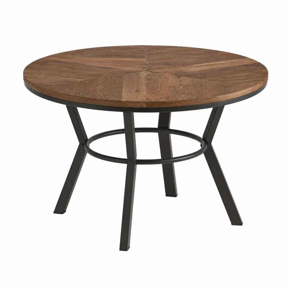 Mesa de comedor redonda madera y metal diámetro 120cm