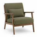 Sillón de madera con asiento de poliéster verde oliva 70x75x78 cm