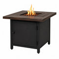 Mesa de fuego de acero y madera negra para exteriores 80x80x70cm