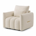Sillón de una plaza beige con tejido bouclé y espuma de alta densidad