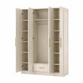 Armario de MDF con 3 puertas y estantes, 200 cm alto x 150 cm ancho x 60 cm profundidad